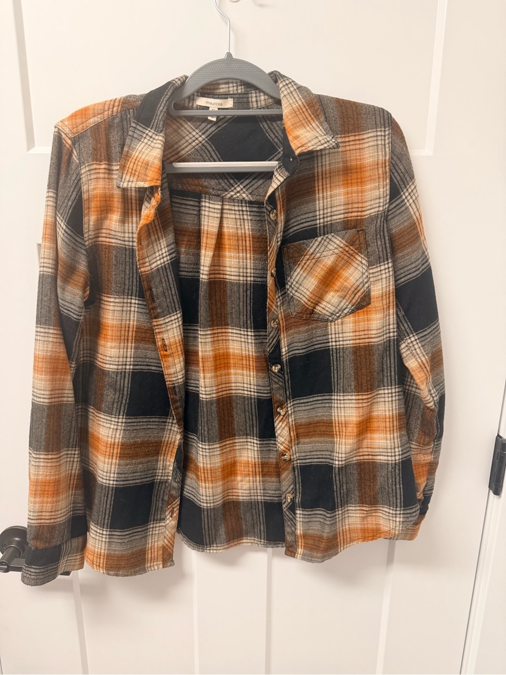 Plaid Flannel Shirt - Black & Orange